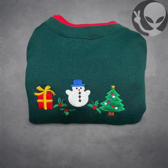 Women's XL Green Christmas Crewneck Sweater Holiday winter - Picture 6 of 6